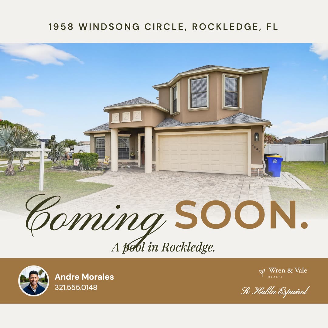 Coming Soon square post from the two-story pool home sample kit