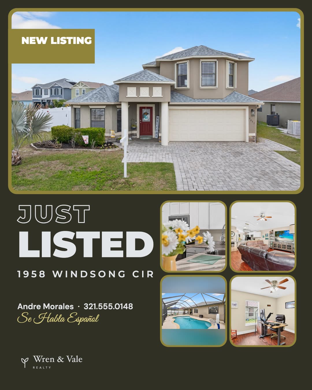 Just Listed post for a two-story pool home in Rockledge
